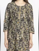 Black Ikat Printed A-Line Kurti | HIN0004