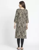 Black Ikat Printed A-Line Kurti | HIN0004