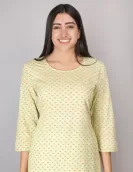 Yellow Orange Printed A-Line Kurti | HIN0006