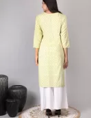 Yellow Orange Printed A-Line Kurti | HIN0006