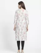 Off White Floral Printed A-Line Kurti | HIN0009