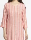 Pink Rayon Dobby Printed A-Line Kurti | HIN0012