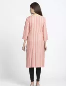 Pink Rayon Dobby Printed A-Line Kurti | HIN0012