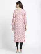 Pink Abstract Printed A-Line Kurti | HIN0014