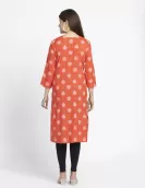 Orange White Printed A-Line Kurti |HIN0015