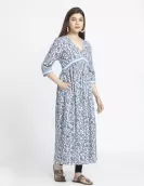 Blue All Over Printed Maxi Dress | HIN0025