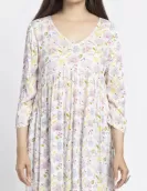 Off White Floral Printed A-Line Dress | HIN0026