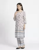 Off White All Over Printed Kurta Pant Set | HIN0028