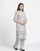 Off White All Over Printed Kurta Pant Set | HIN0028