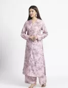 Peach Floral Printed Straight Kurta Palazzo Set | HIN0031