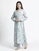 Light Green Floral Printed Straight Kurta Palazzo Set | HIN0032