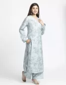 Light Green Floral Printed Straight Kurta Palazzo Set | HIN0032